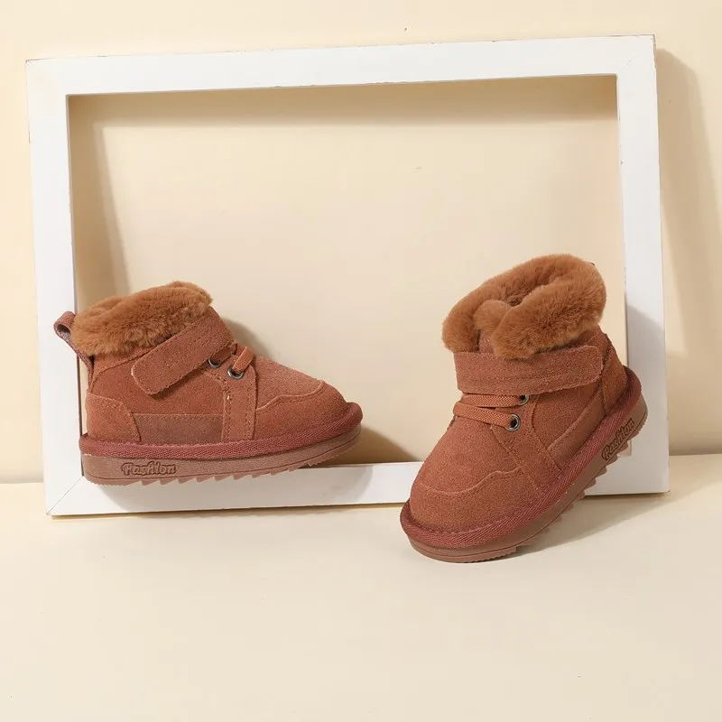 Winter Baby Snow Boots Unisex Leather Cute Boys Girls Shoes Warm Cotton Sneakers Soft Bottom Toddler Baby Shoes