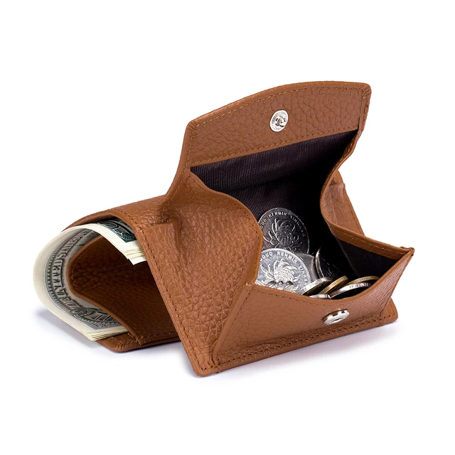 New Women Genuine Leather Purses Female Cowhide Wallets Lady Small Coin Pocket Rfid Card Holder Mini Money Bag Portable Clutch Yellowish Brown