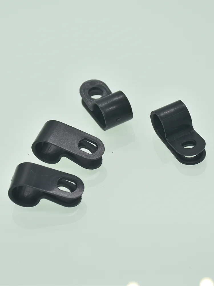 직경 3.2, 4.8, 6.4, 9.5, 12.7, 15.8, 25.4, 36.7mm 와이어 호스 튜브 R 타입, 블랙 화이트, 나일론 케이블 클램프, 정리 코드 클립, 잠금 와이어 