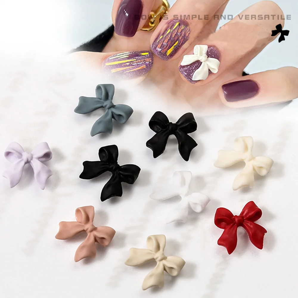 

50pcs Black White Bow-tie Resin Nail Art Jewelry 3D Ribbon Bowknot Nail Ornament DIY Classic Fairyism Nail Ribbon Parts 11*11MM