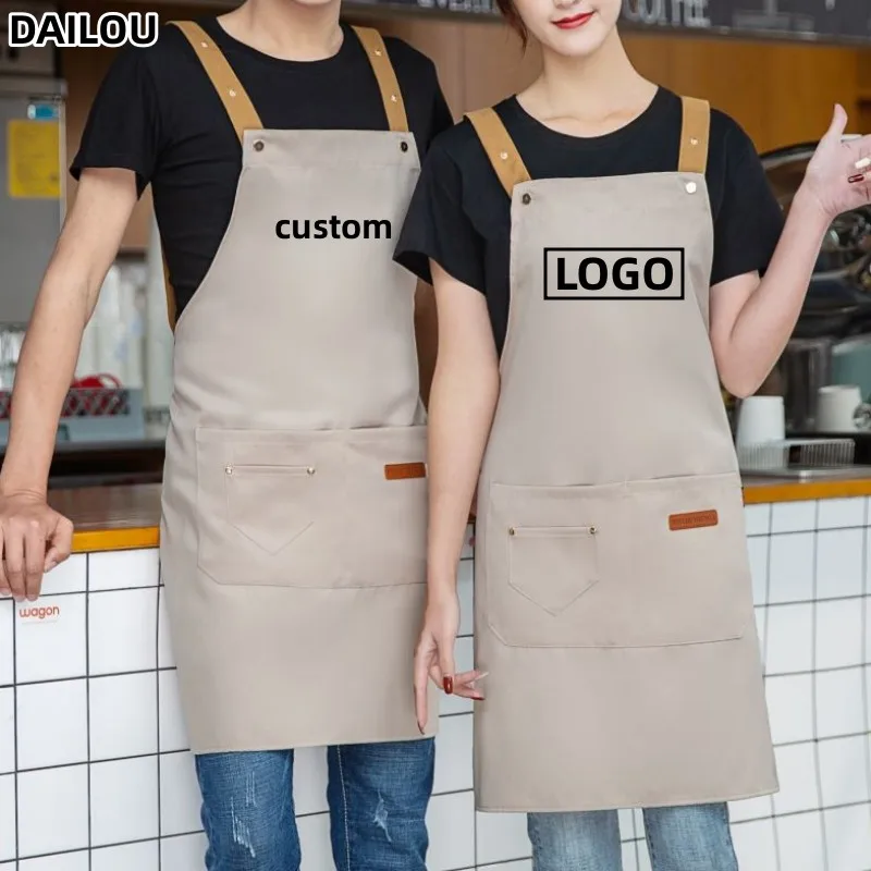 

H Shoulder Strap New Waterproof Apron for Women and Men Waiters Filter Nail Shop Work Custom Apron Restaurant Baking Cleaning
