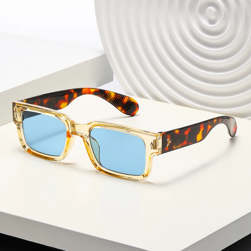 Color Block Square Frame Fashionable Men's Sun Protection Sunglasses Personalized Rice Nail Car Sunglasses 2346 driving glasses