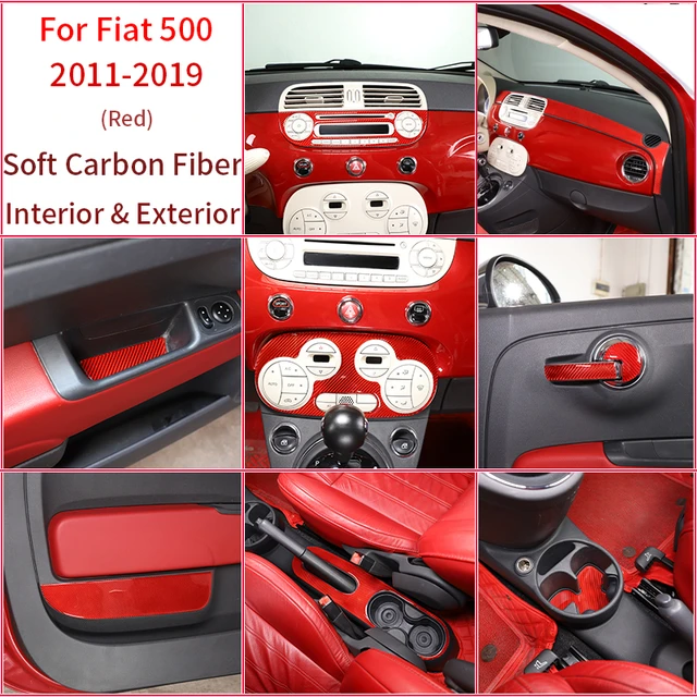 For Fiat 500 2011-2019 Car Gear Panel Central Control Instrument Decorative  Panel Sticker red soft carbon fiber Accessories - AliExpress