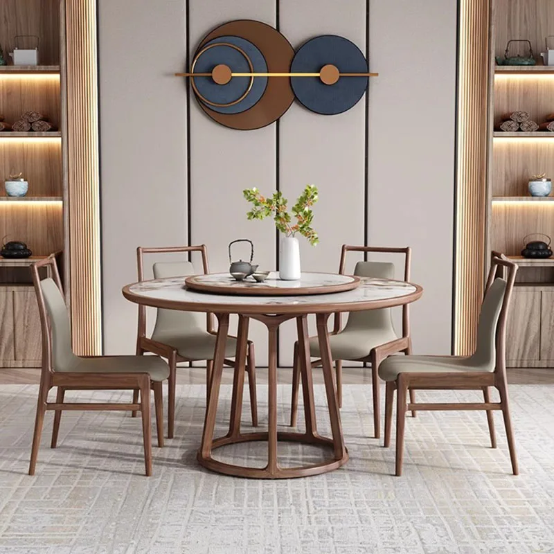 

Turntable Round Dining Tables Mobile Luxury Diner Desk Kitchen Marble Wall Dining Tables Center Mesa Comedor Salon Furniture
