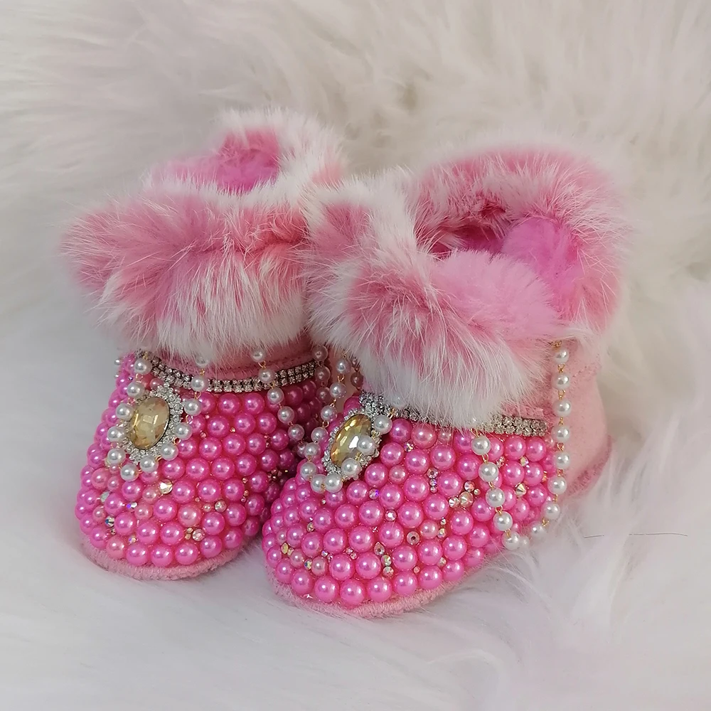 cristais-perolas-snow-boots-for-infant-Oculos-de-sol-de-strass-sapatos-brilhantes-decoracao-de-bebe-presente-de-natal-luxuoso-inverno