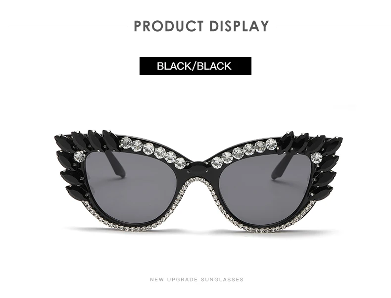 Neue Mode Trend Diamant Sonnenbrille Persönlichkeit Katzenauge bunte große Diamant Brille Frauen Tröpfchen Show weiblich – Detail 4