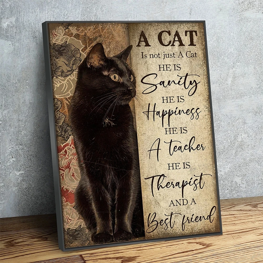 

A Cat Is Not Just A Cat Poster Vintage Black Cat Canvas Prints Painting Animal Friend Wall Art Picture For Modern Home Decor