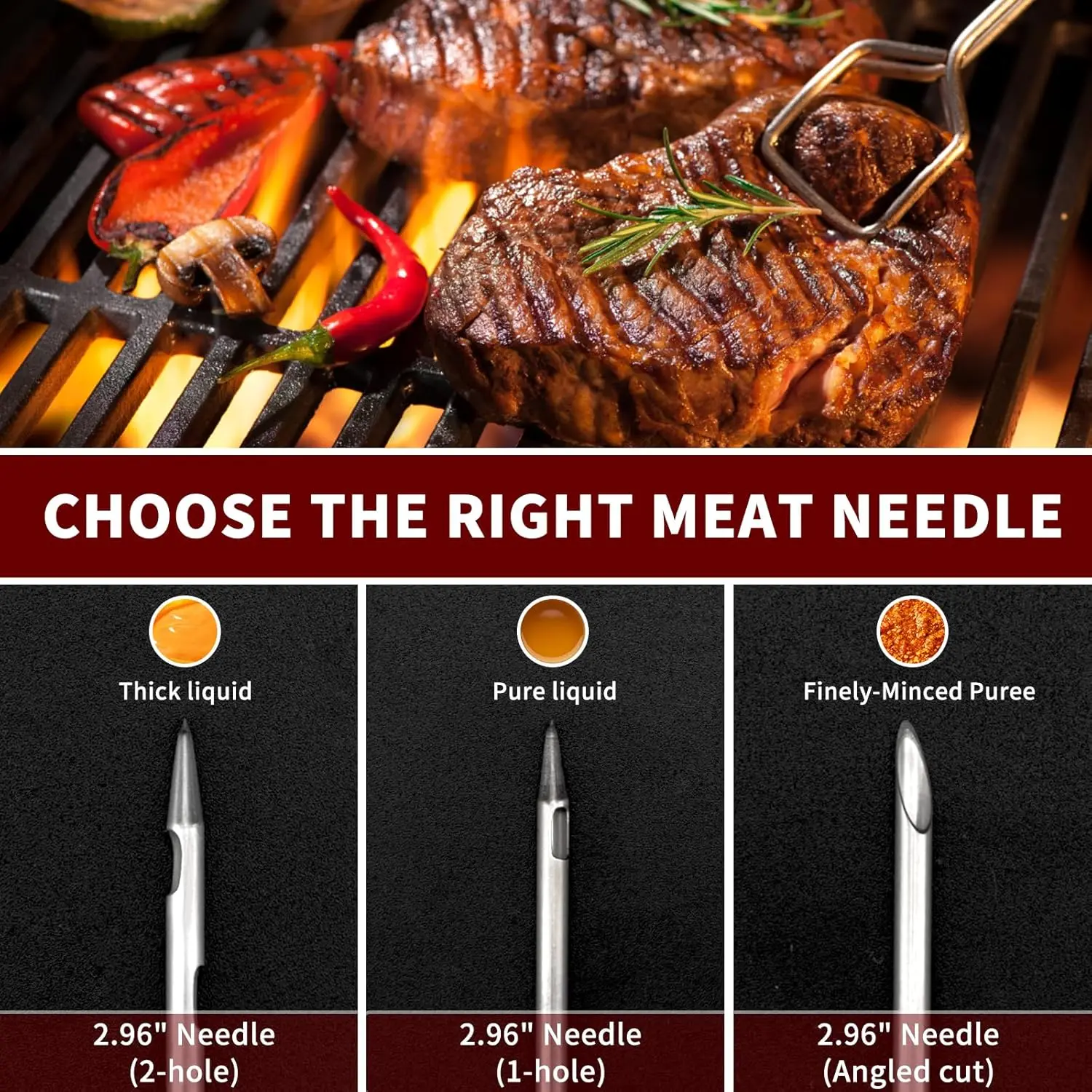 Turkey Meat Injector Syringe Kit with 3 Marinade Needles for BBQ Grill Smoker 1 Oz/30 ml Large Capacity Injector Marinades spice syringe set