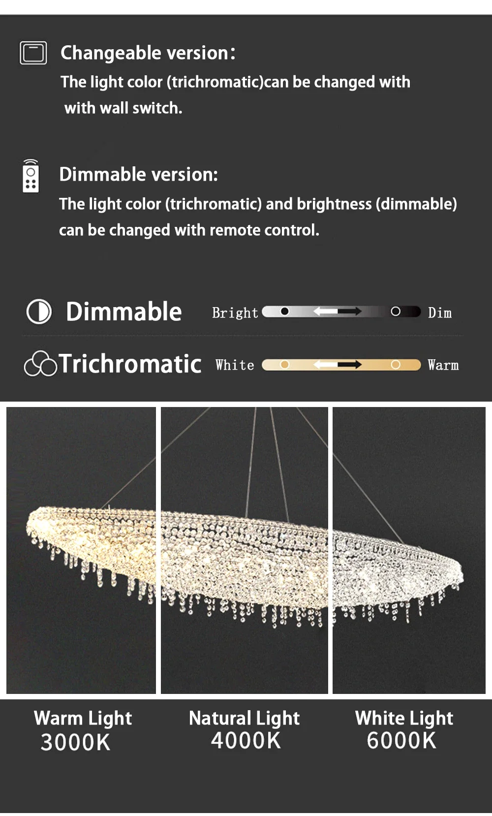 Description Picture 4 of itemCrystal Bead Pendant Lights Post-modern Chrome Lighting Fixture Hanging Lamp for Ceiling LED Lustre Home Decor
