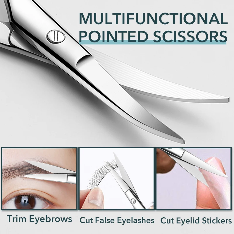 1pcs Beauty Small Eyebrow Scissors Curved Rounded Facial Nose Hair Trimming Tweezer Vibrissa Eyelashes Grooming Makeup Tool 2