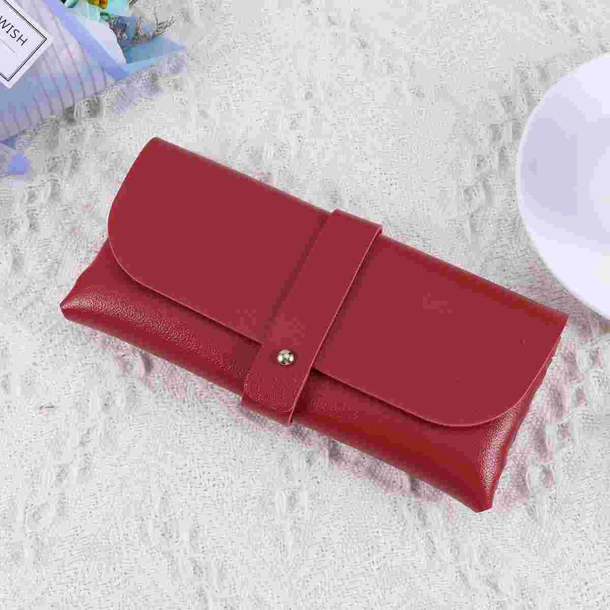 

Fashion Glasses Case Buckle Clamshell PVC Glasses Case Handmade Cover Bag (Red)