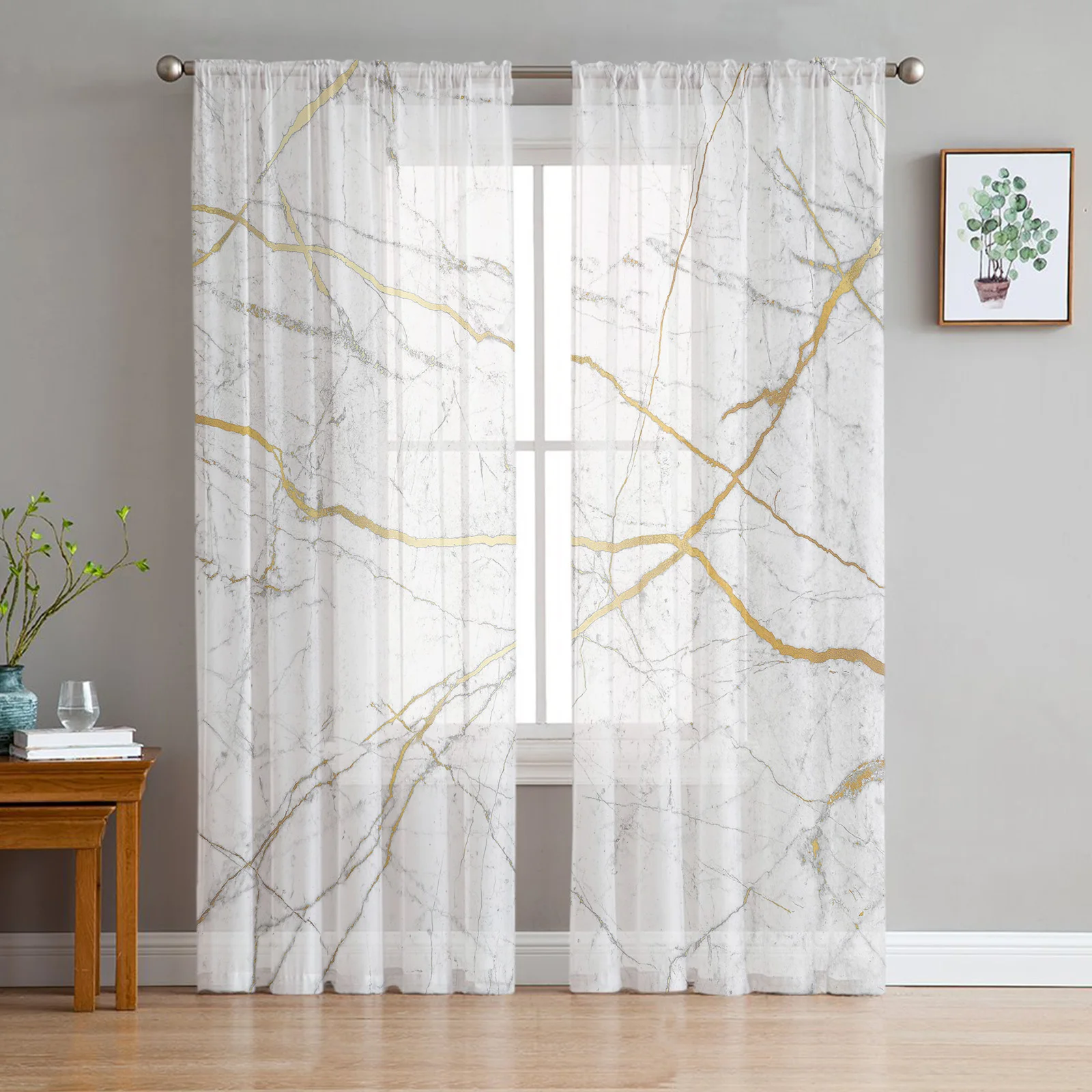 

Marble Texture Sheer Curtains for Living Room Modern Home Decor Tulle Curtain Bedroom Voile Drapes