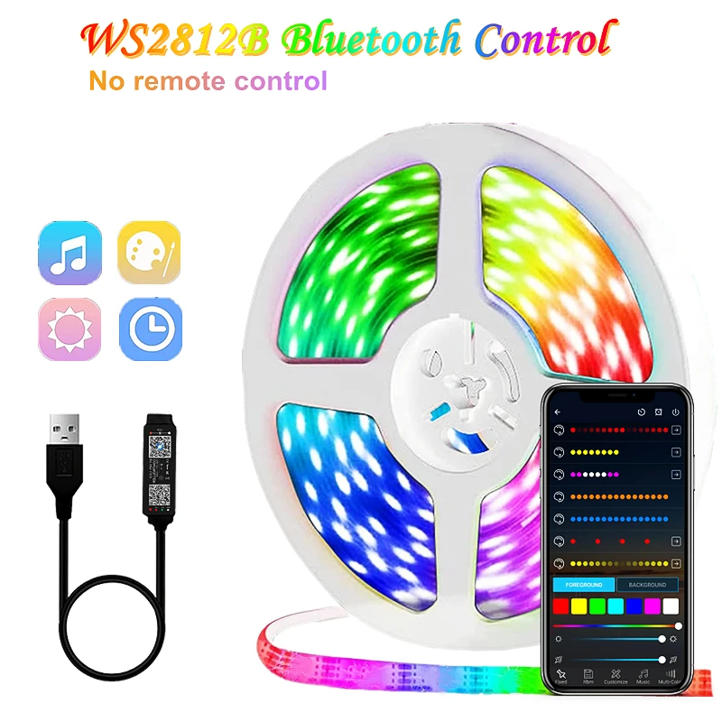 cuttable led strips 1M-30M LED Strip Light RGBIC WS2812B RGB 5050 Bluetooth Control USB Flexible Lamp Tape Ribbon Diode For Living Room Party Luces best outdoor led strip lights LED Strips