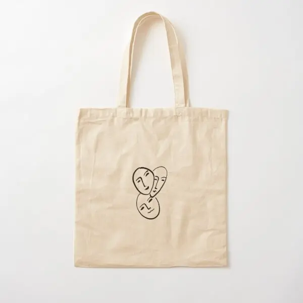 Faces Drawing Cotton  Canvas Bag Handbag Tote Foldable Shoulder Bag Reusable Unisex Grocery Travel Women Designer Shopper