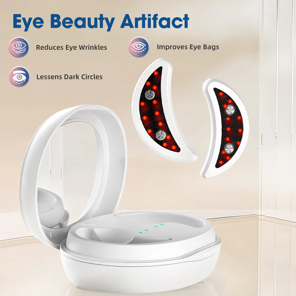 660nm Red Light Eye Massager with EMS Anti-Aging Eye Care Device Reduce Bags & Dark Circles Portable Rejuvenation Pads eye massager