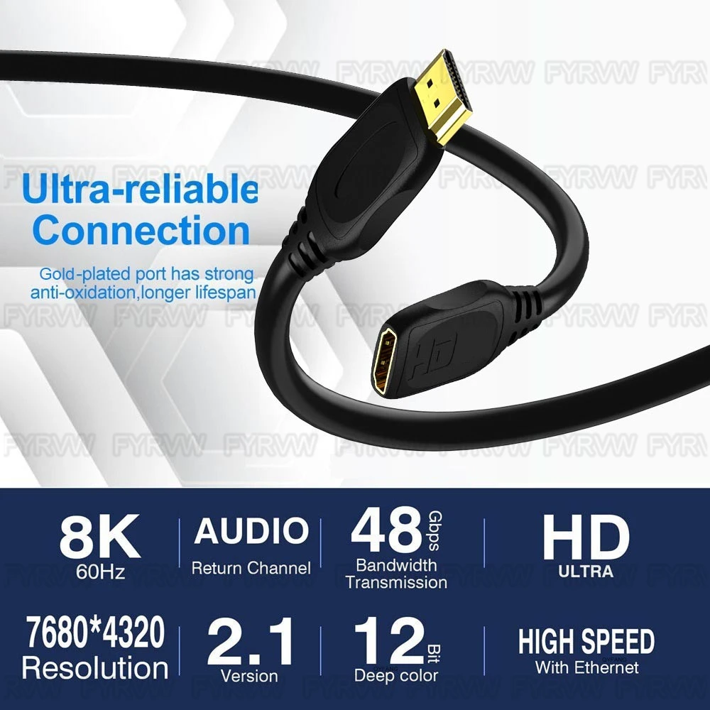 Cavo Extender compatibile HDMI 8K 2.1 cavo compatibile HDMI cavo maschio-femmina per HDTV PS4 Switch estensione compatibile HDMI