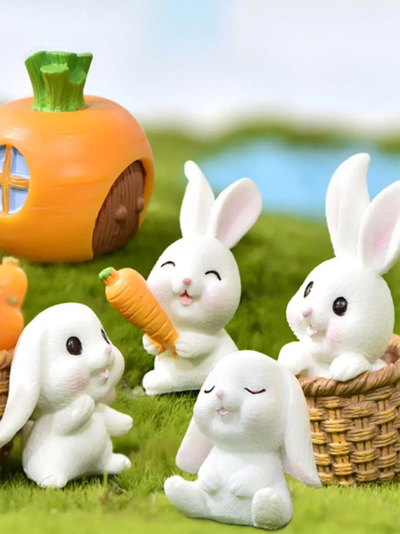 Miniature Rabbit Model Resin Figurine Home Decor