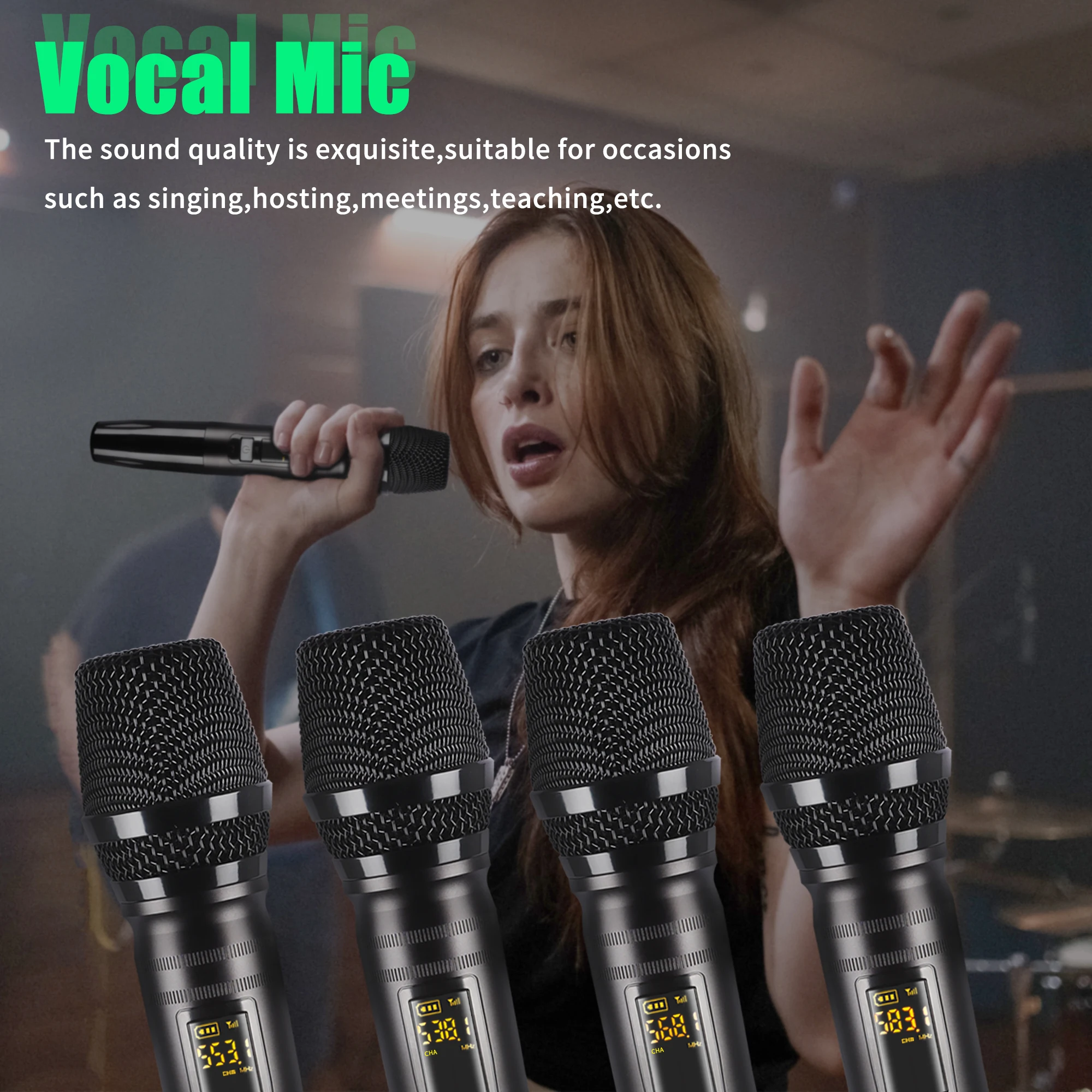 headset with mic 4 Channel Wireless Microphone System UHF Handheld Dynamic Microphone for Home Karaoke Singing Loudspeaker Speech,UX-400 best microphone for streaming