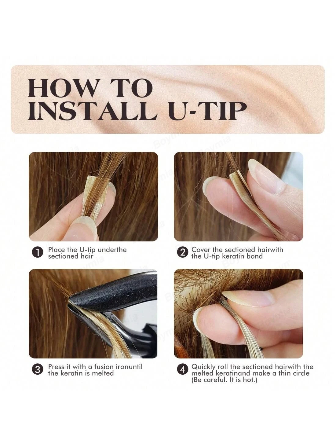 Estensioni dei capelli con punta a U Capelli umani Pre incollati Cheratina Fushion 100% veri capelli Remy Diritti serici 50 fili/confezione 50g 16-22 pollici - immagine 6
