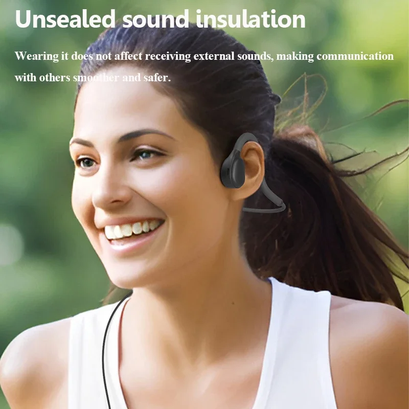 Open Ear Air Conduction Headphones 3.5mm Wired Stereo Not in Ear Music Headset Ultra Light with Microphone for IOS Andriod Phone 4