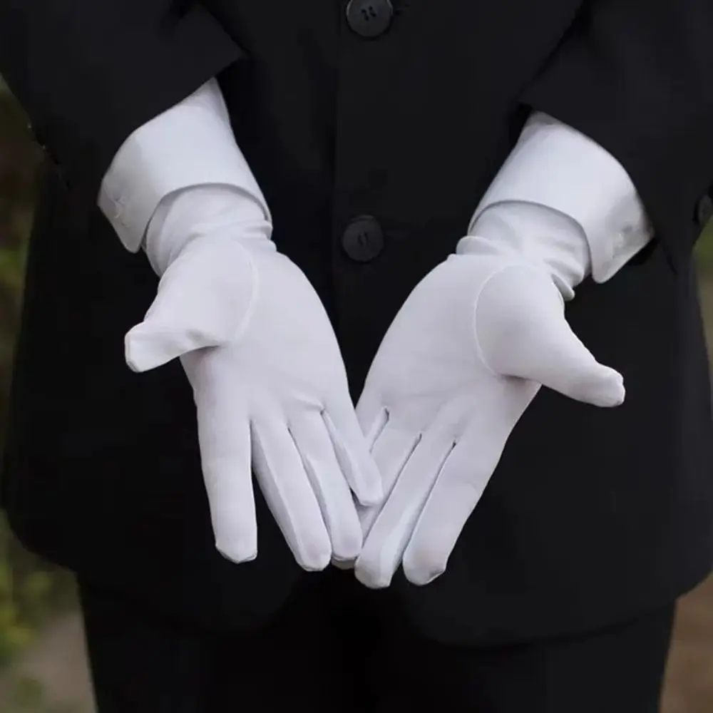 Soft White Cotton Gloves Hand Moisturising Thin Formal Cotton Gloves Uniform Police Waiters Black and White Gloves