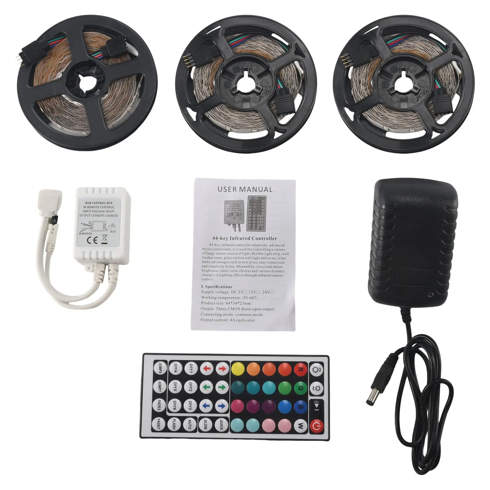 

Светодиодная лента 15 м с 44 клавишами контроллера, гибкая меняющая цвет RGB, лампочки для детской одежды, украшение «сделай сам», штепсельная вилка европейского стандарта