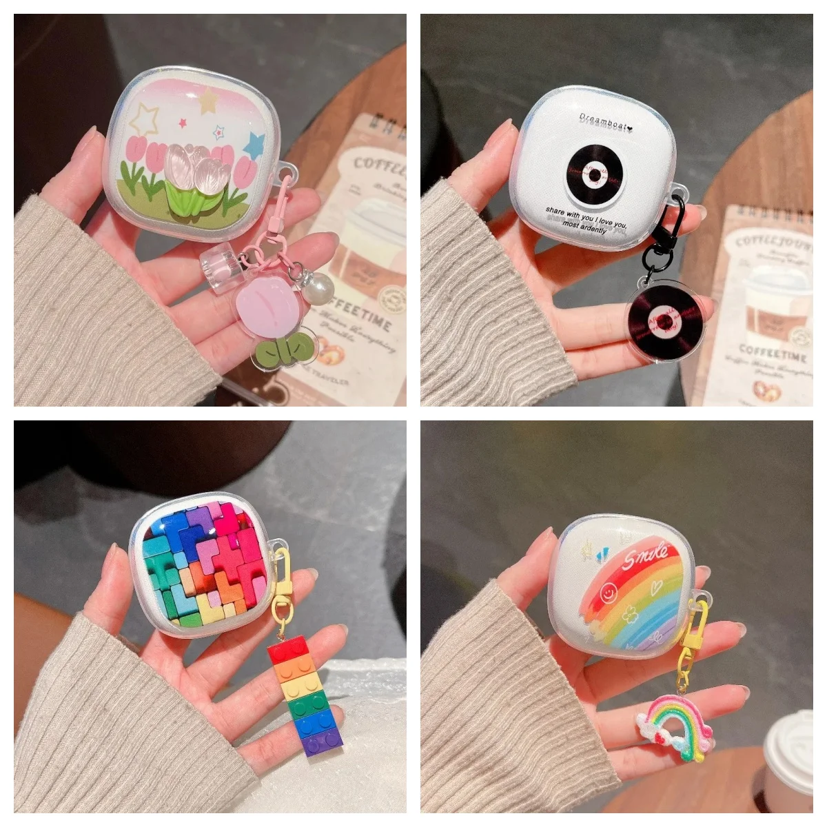 Tulip Bowknot Disc Blocks Headphone Protective Cover with Pendant