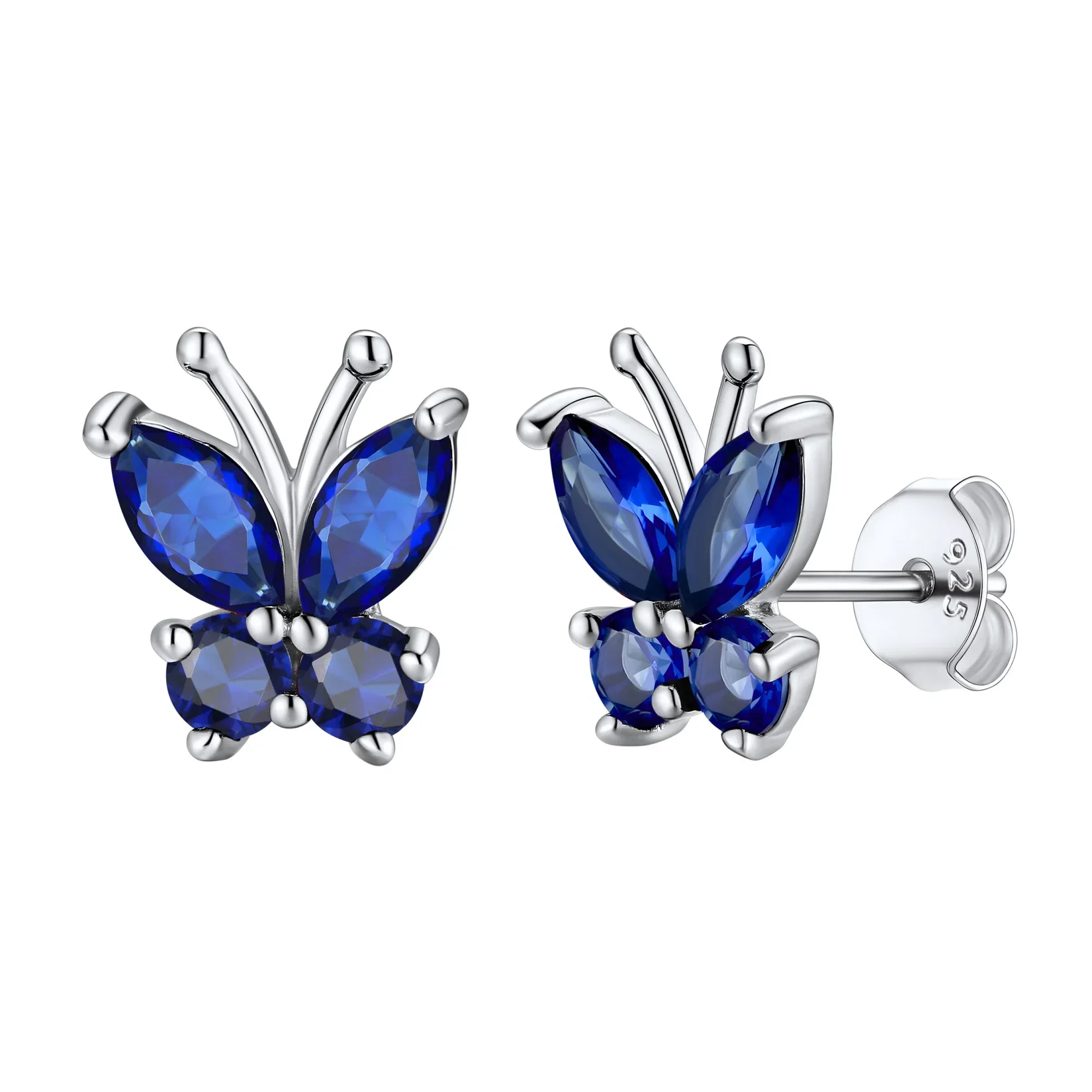 

U7 925 Sterling Silver Birthstone Butterfly Stud Earrings For Woman Personalized Birthday Christmas Gift Dainty Daily Jewelry