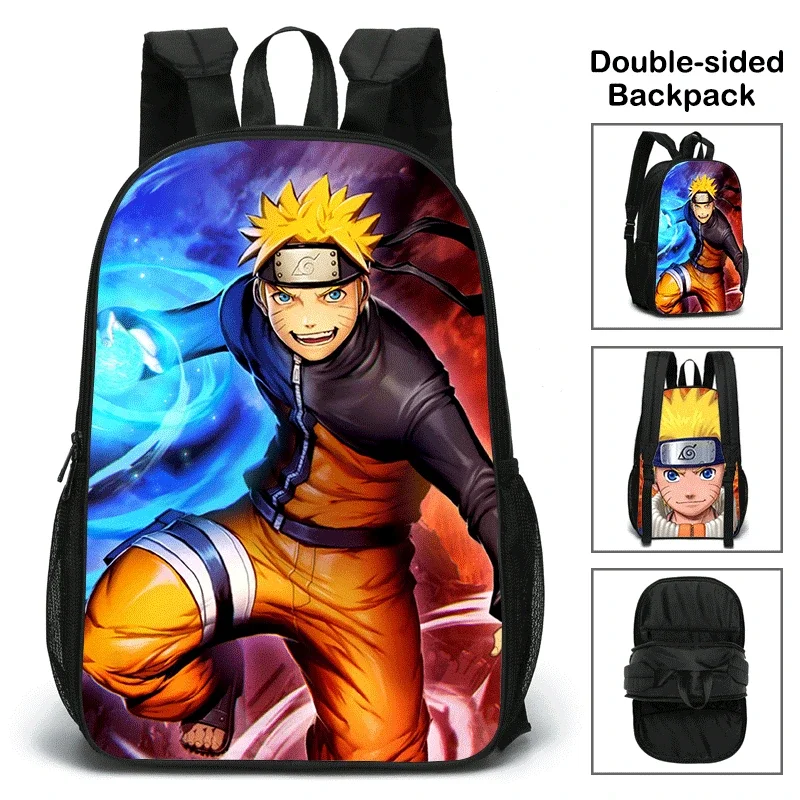 

Bandai Double-sided 3D New Printed Schoolbag Naruto Double-sided Schoolbag Boys and Girls Backpack Lightening Zipper Shoulders