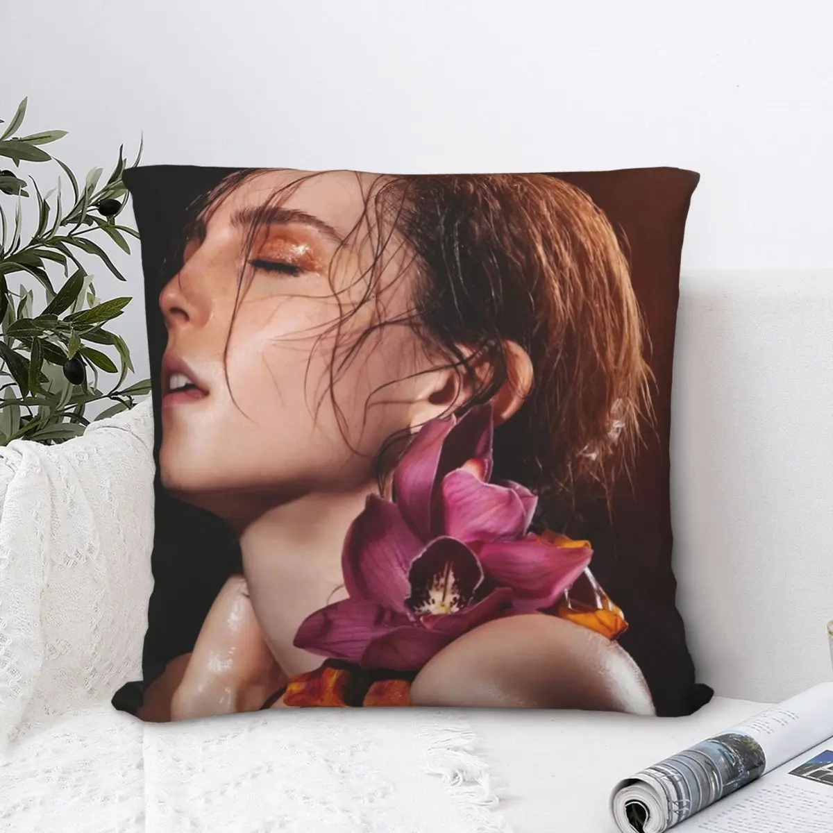 Emma's Sexy Folwer Square Pillowcase Polyester Pillow Cover Velvet Cushion Decor Comfort Throw Pillow For Home Living Room plush beach printed cushion cover coconut tree pattern throw pillow cover home decor living room pillowcase square funda cojin