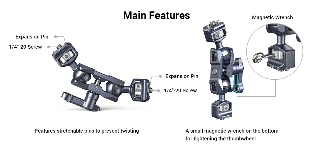 SmallRig Magic Arm Flexible Articulating Arm with 1/4” Screws, Field Monitor Mou