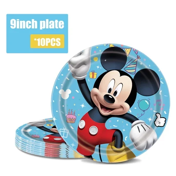 Blau Mickey Mouse Geburtstag Dekoration Party Set Geschirr Teller Tassen Serviette Tischdecke Ballon Für Kinder Geburtstag Party Supplies – Detail 9