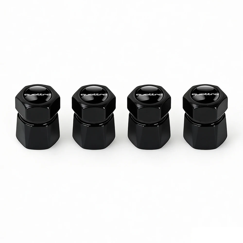 Set of 4 Premium Aluminum Tire Valve Caps with Diamond Design - Waterproof and Dustproof Auto Accessories