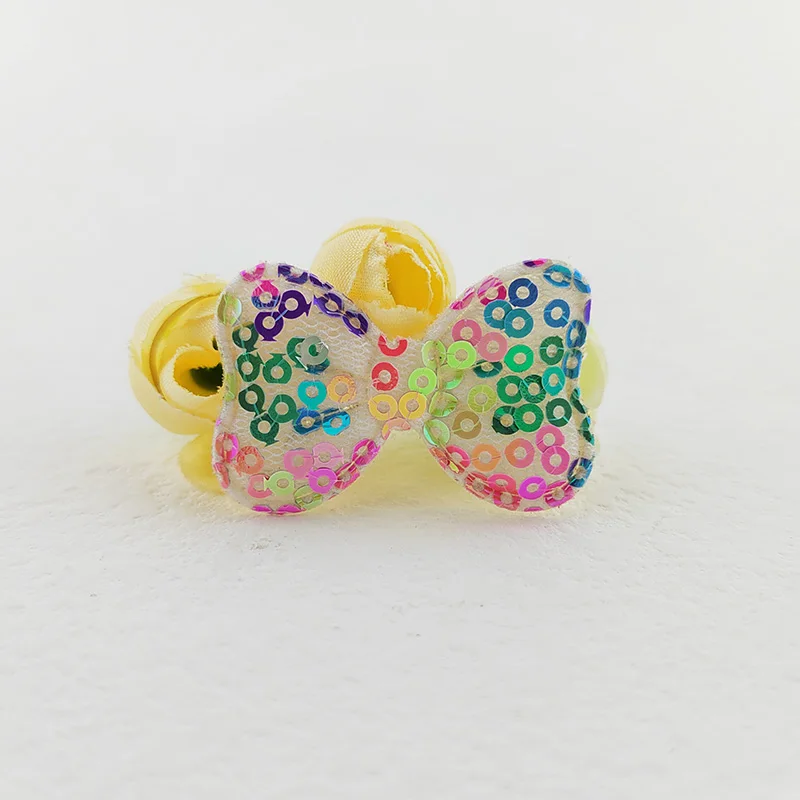 Pailletten-Bowknot gepolsterte Applikationen für Kleidung, Hut-Näh zubehör, DIY-Kopf bedeckung, Haars pange, Bogen dekor-Patches, 4x2,5 cm, 80 Stück – Detail 10