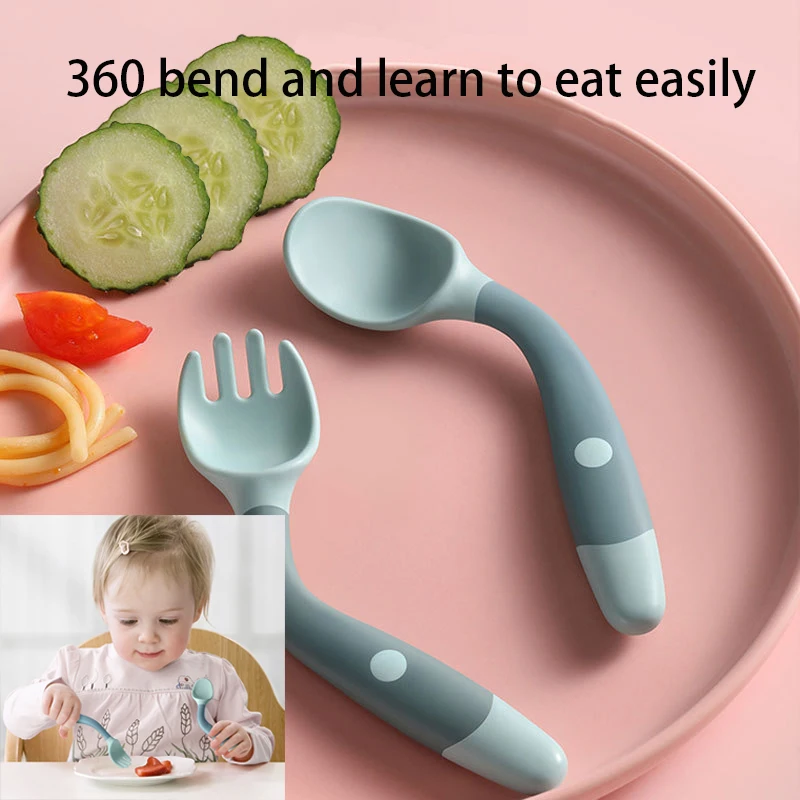 Baby Spoon Fork Children's Tableware For Kids Child Fork Silicone