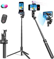 AOCHUAN 1-Axis Handheld Gimbal Stabilizer Selfie Stick Tripod with Fill Light AI Face Tracking Gesture Operation Multipurpose