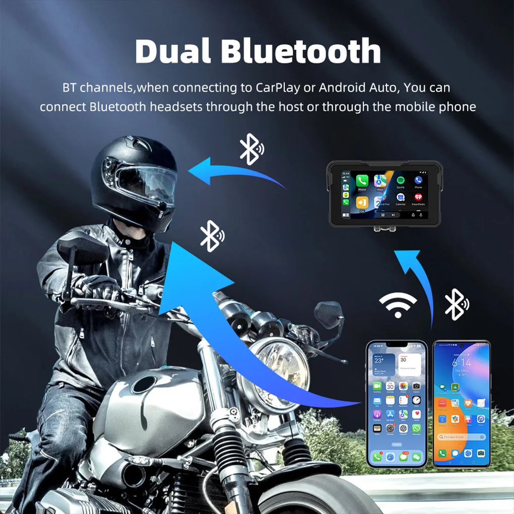 Portable Waterproof 5 Inch IPS Touch Screen CarPlay Moto Android Auto Digital Motorcycle Dashboard GPS Motorcycle Navigation