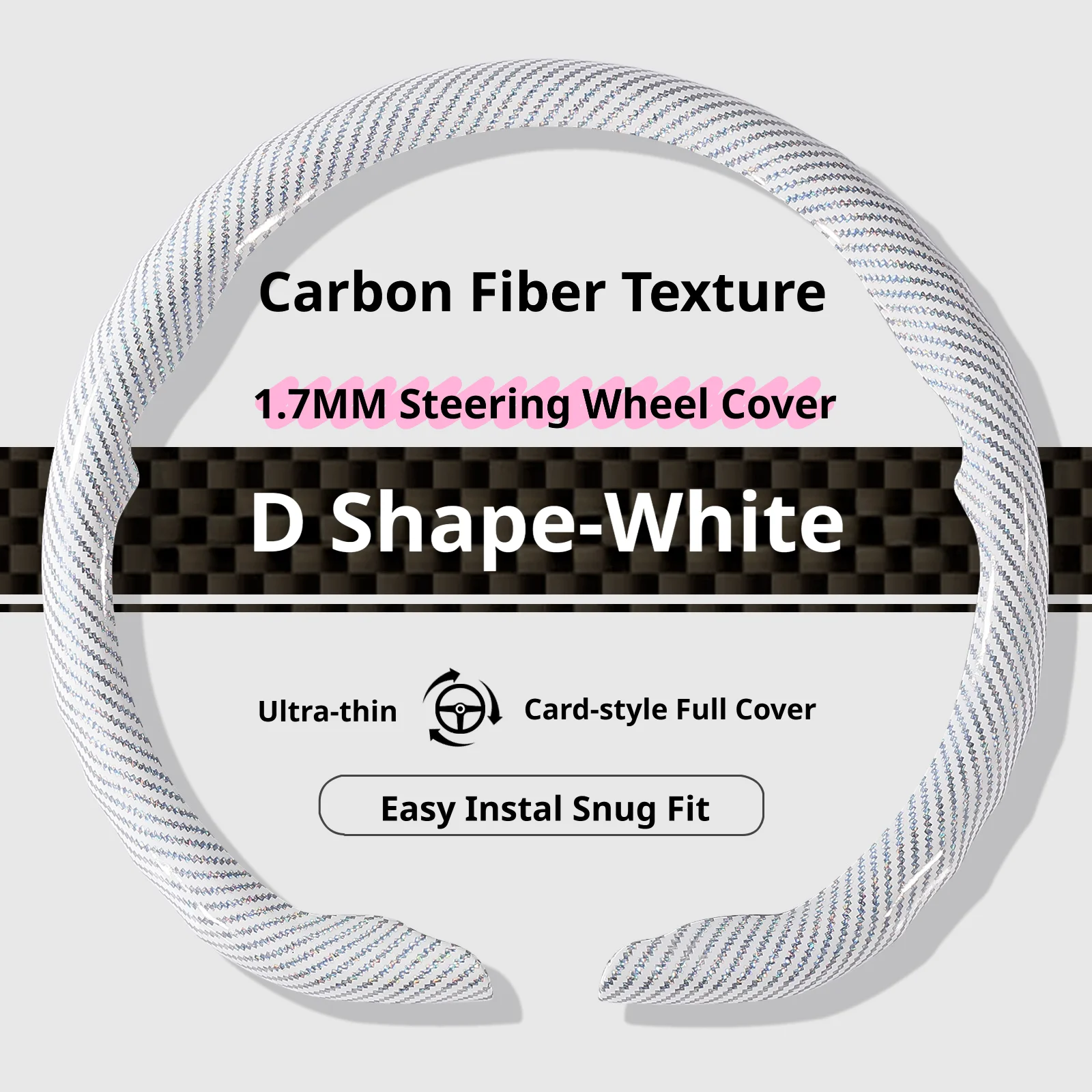 Luxury Carbon Fiber Texture Steering Wheel Cover - 15 Inch