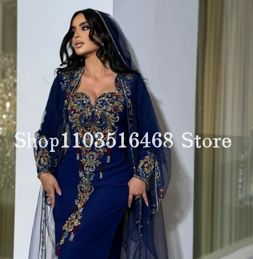 فستان حفلة موسيقية أزرق ملكي أنيق ورائع مزين بالخر...