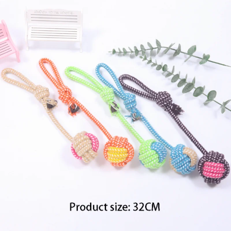 Interactive Cotton Rope Chew Ball For Dogs And Puppy Teething_voghion.com