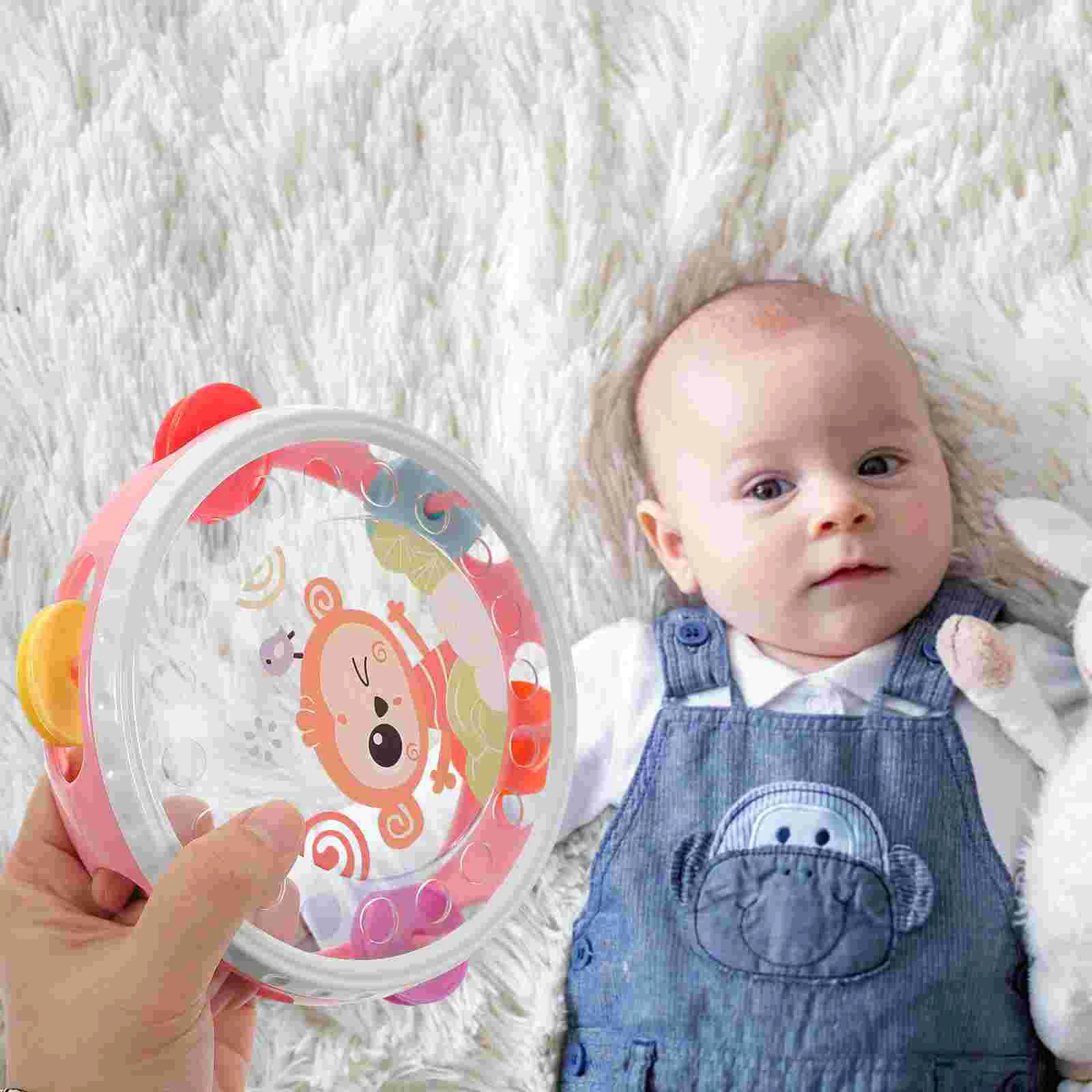 Plastic Hand Tambourine Kids Cartoon Helper Clapping Instrument for Children Party Games Lightweight