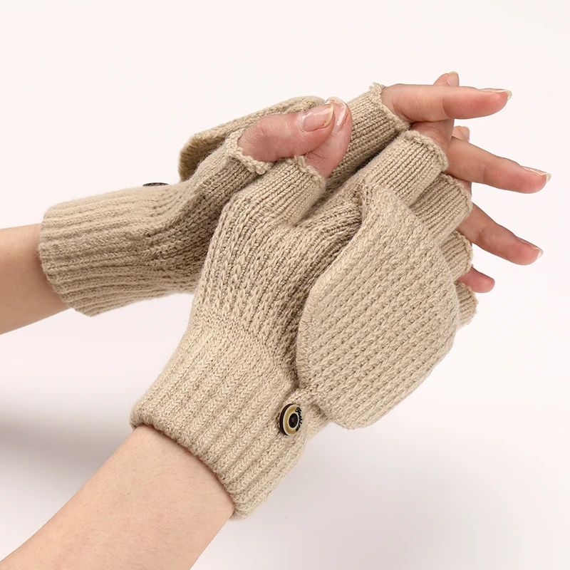 

Вязаные перчатки без пальцев, зимние теплые плотные шерстяные варежки с открытыми пальцами, перчатки для сенсорных экранов для мужчин и женщин
