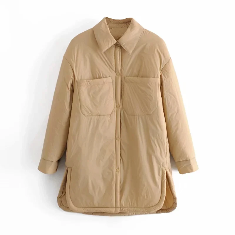 Women's Shirts Jackets Thin Parkas Oversize Shirt Coats Femme Armygreen Outerwear Coats Bf Long Sleeve Khaki Coat