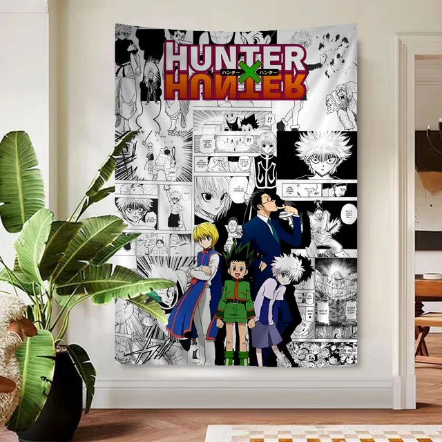 Hunter X Hunte Anime imprimé grande tapisserie murale pas cher Hippie tenture murale bohème tapisseries murales Mandala INS décor à la maison 5