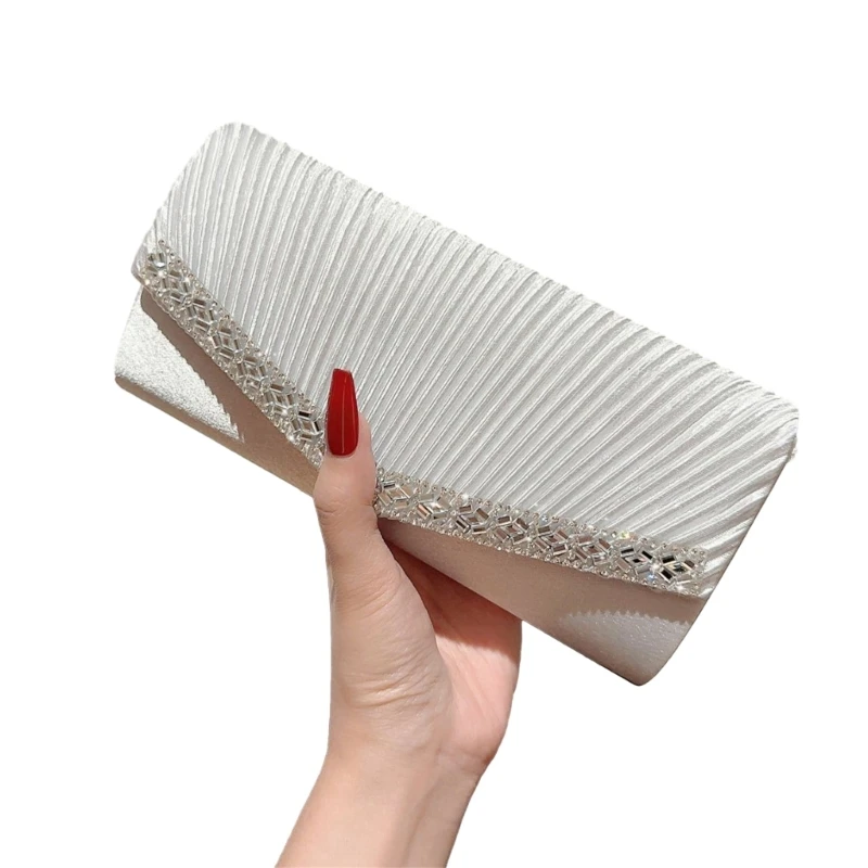 

Womens Glitter Clutch Purse Pleated Evening Bag for Bridal Party Wedding Prom