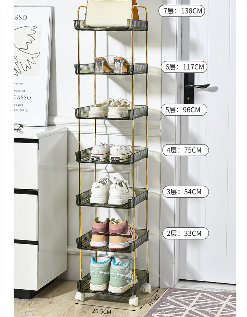 Multi-Layer Movable Simple Shoe Cabinet Household Living Room Sports Shoes  High Heels Storage Rack Bag Sundries Organizer - AliExpress