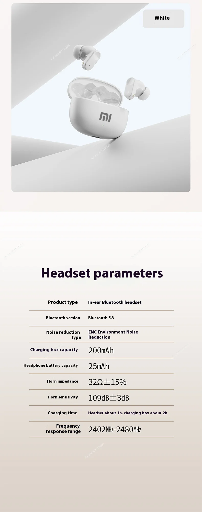 Mini Bluetooth Earbuds Charging Case Deep Bass Noise Cancellation