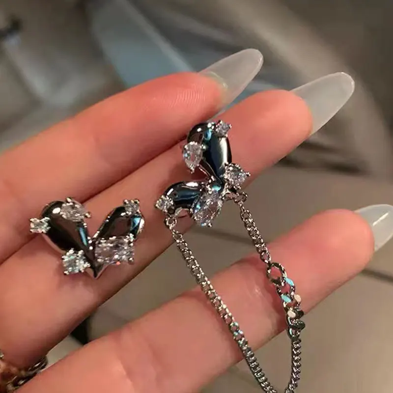 Orecchini a cuore asimmetrici in argento sterling 925 autentico per