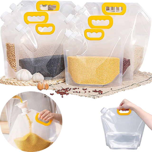 1Pc Cereal Storage Bag Beans Food Moisture-Proof Bag Food Portable Storage  Dispensing Bag Transparent Suction Nozzle Seale Bag