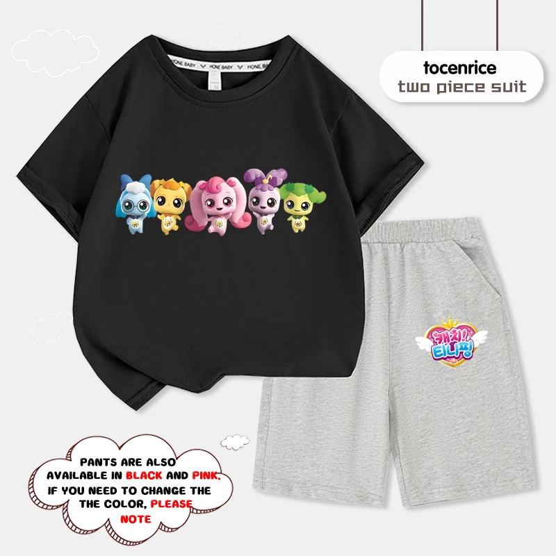 

Детская одежда 2024, топы с коротким рукавом для маленьких девочек и мальчиков, забавная рубашка и шорты для подростков, комплект из 2 предметов